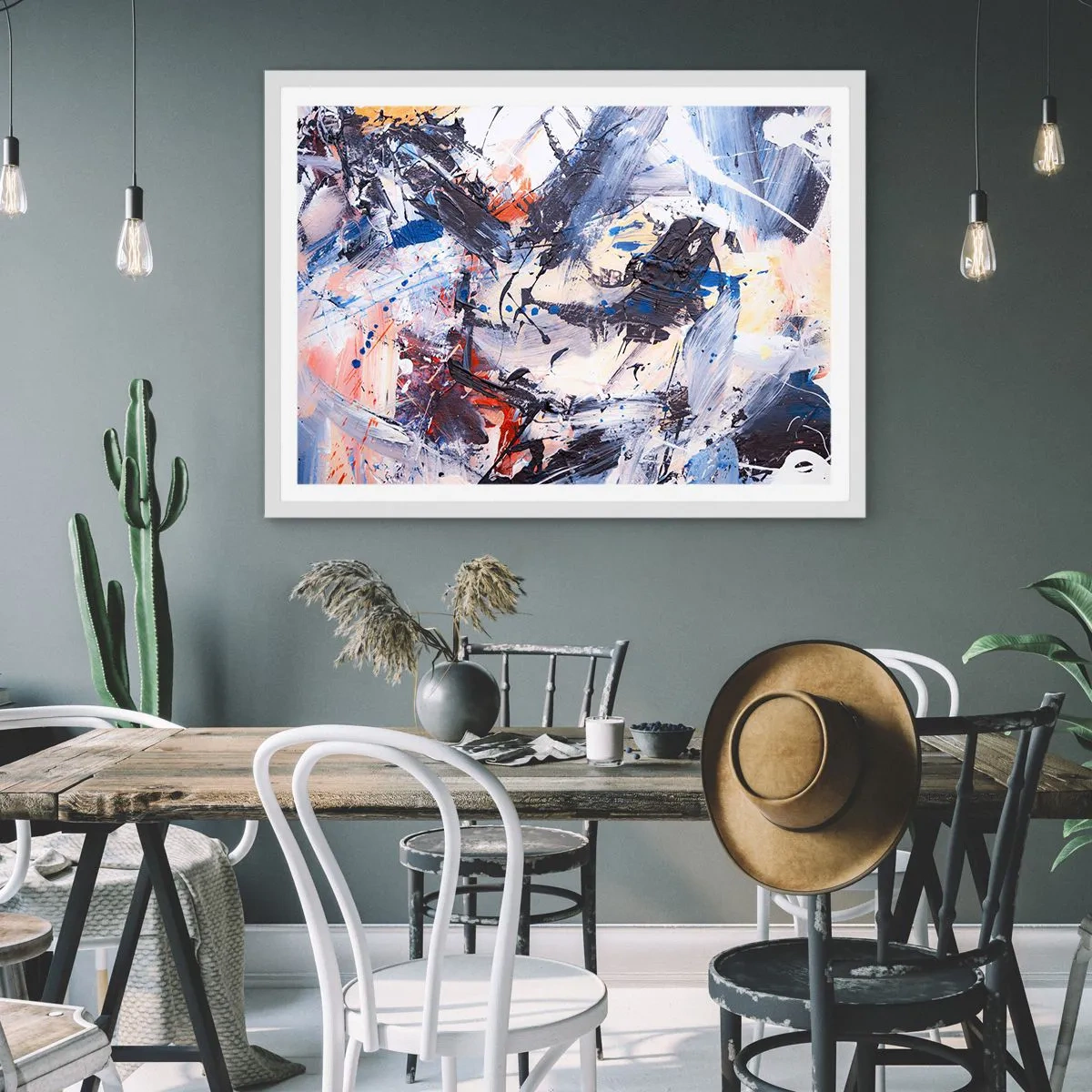 Affisch i vit ram - Abstraktionen galna dans - 40x30 cm
