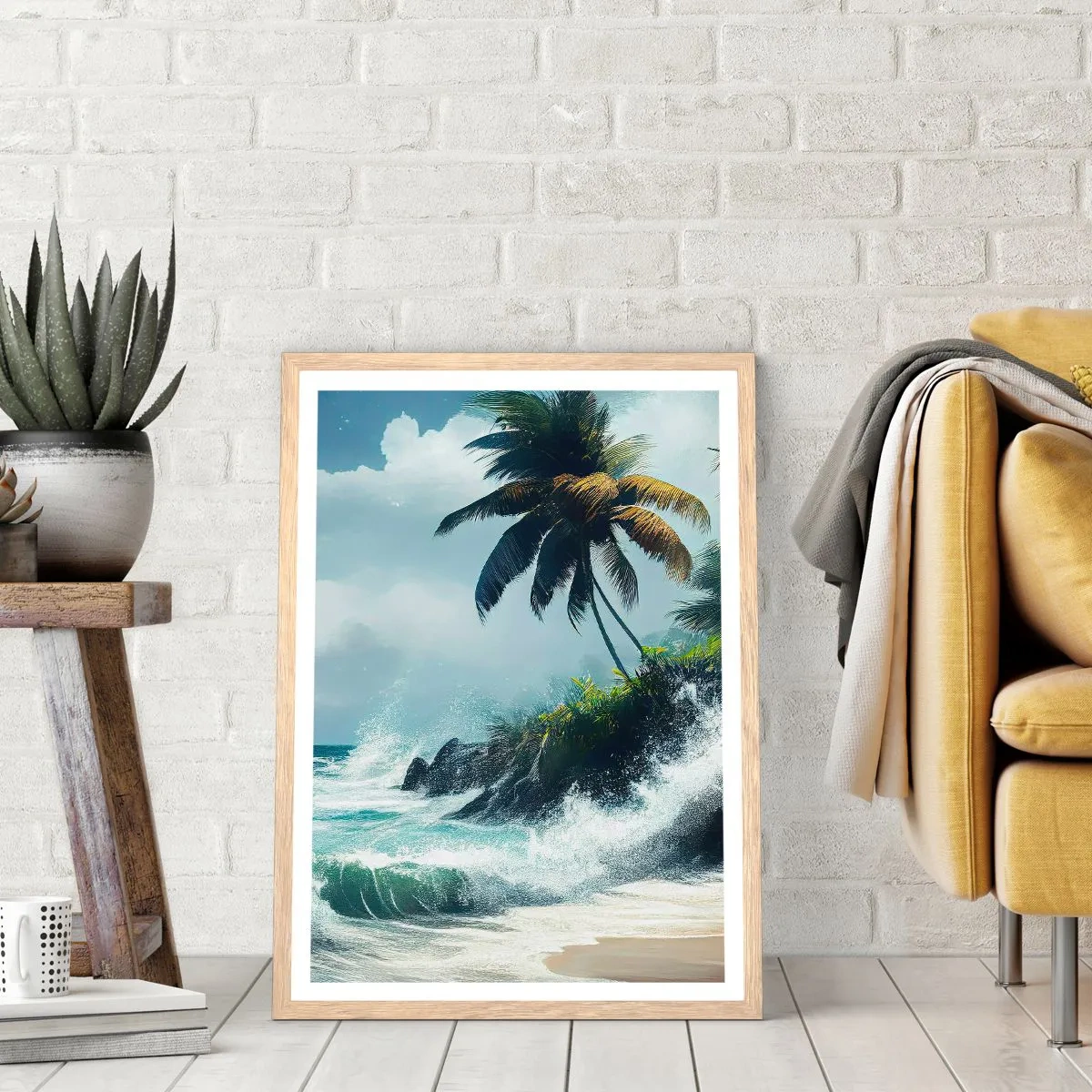 Affisch i ram av ljusek - På en tropisk strand - 30x40 cm