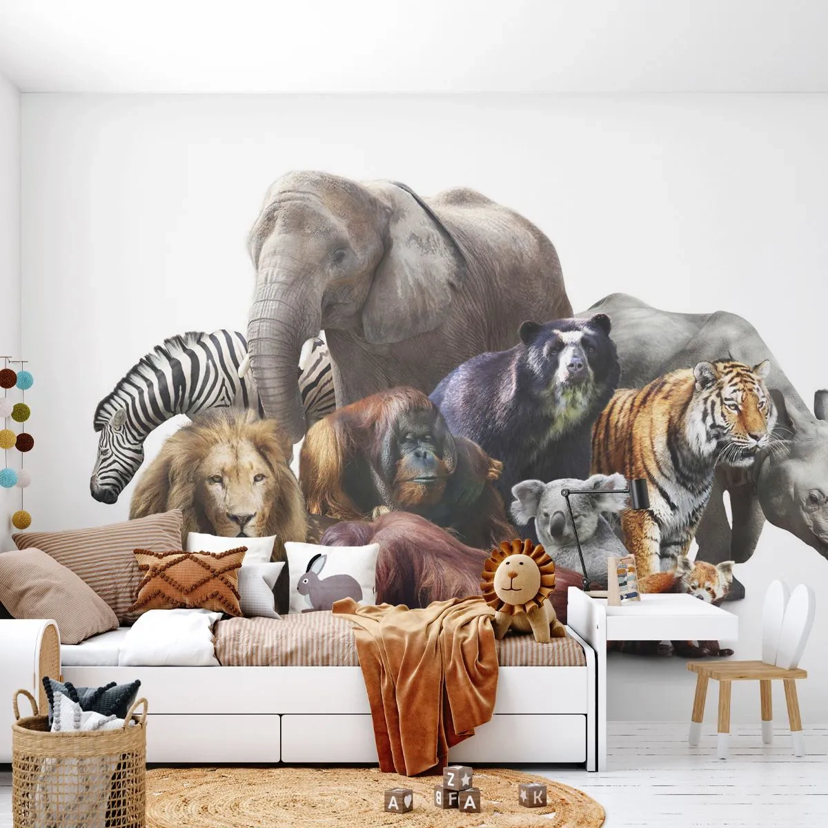 Fototapet Premium Sand - Afrikans familjefoto - Abstraktion, Djur, Afrikas fem stora - 100x70 cm
