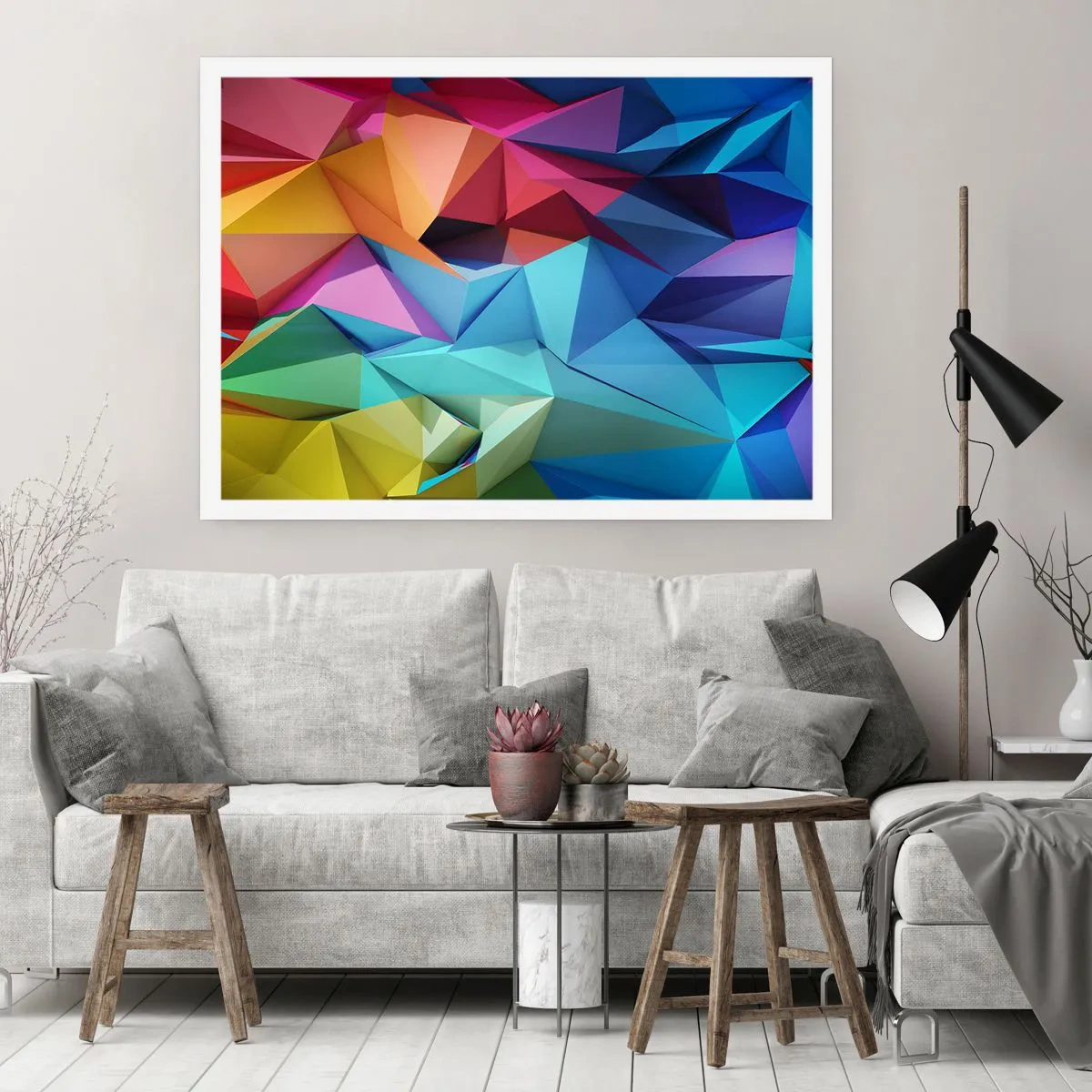 Affisch - Regnbågsorigami - 40x30 cm