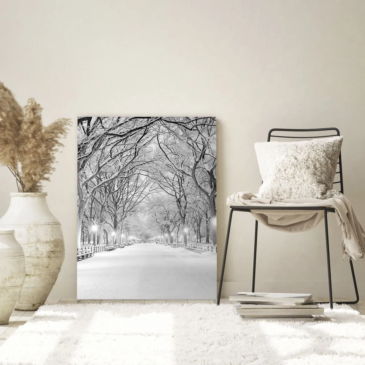Glastavla - Bild på glas - De fyra årstiderna - vinter - 70x100 cm