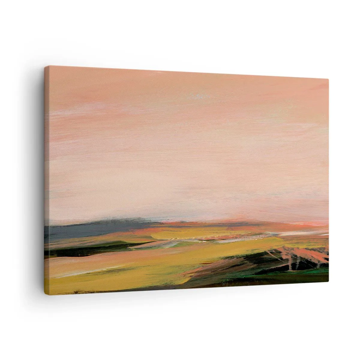 Canvastavla - Bild på duk - Ett landskap i nyanser av rosa och guld - 70x50cm - I rosa - Modern väggdekoration för vardagsrum och sovrum ARTTOR