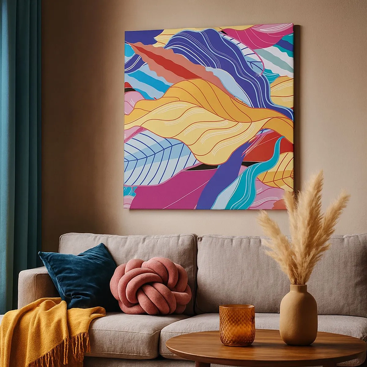 Canvastavla - Bild på duk - Färgglad röra - 30x30 cm