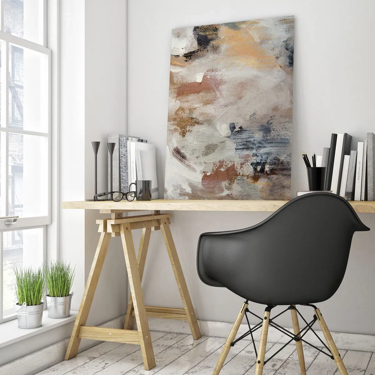 Glastavla - Bild på glas - Dimmig abstraktion - 50x70 cm
