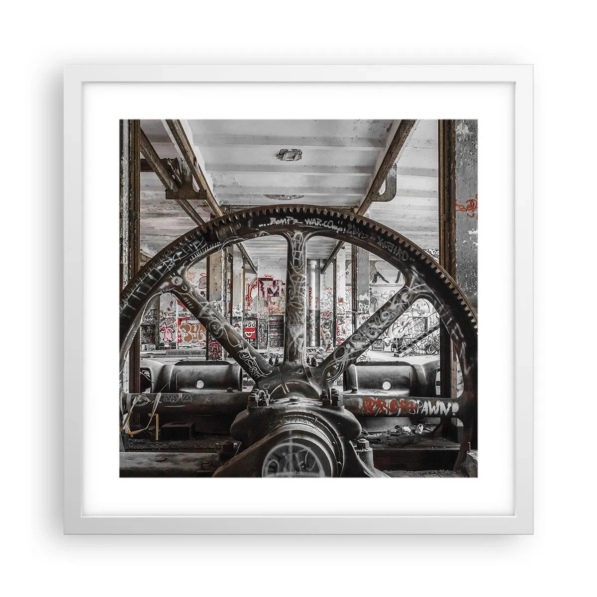 Affisch i vit ram - Fabrikens hemliga liv - 40x40 cm