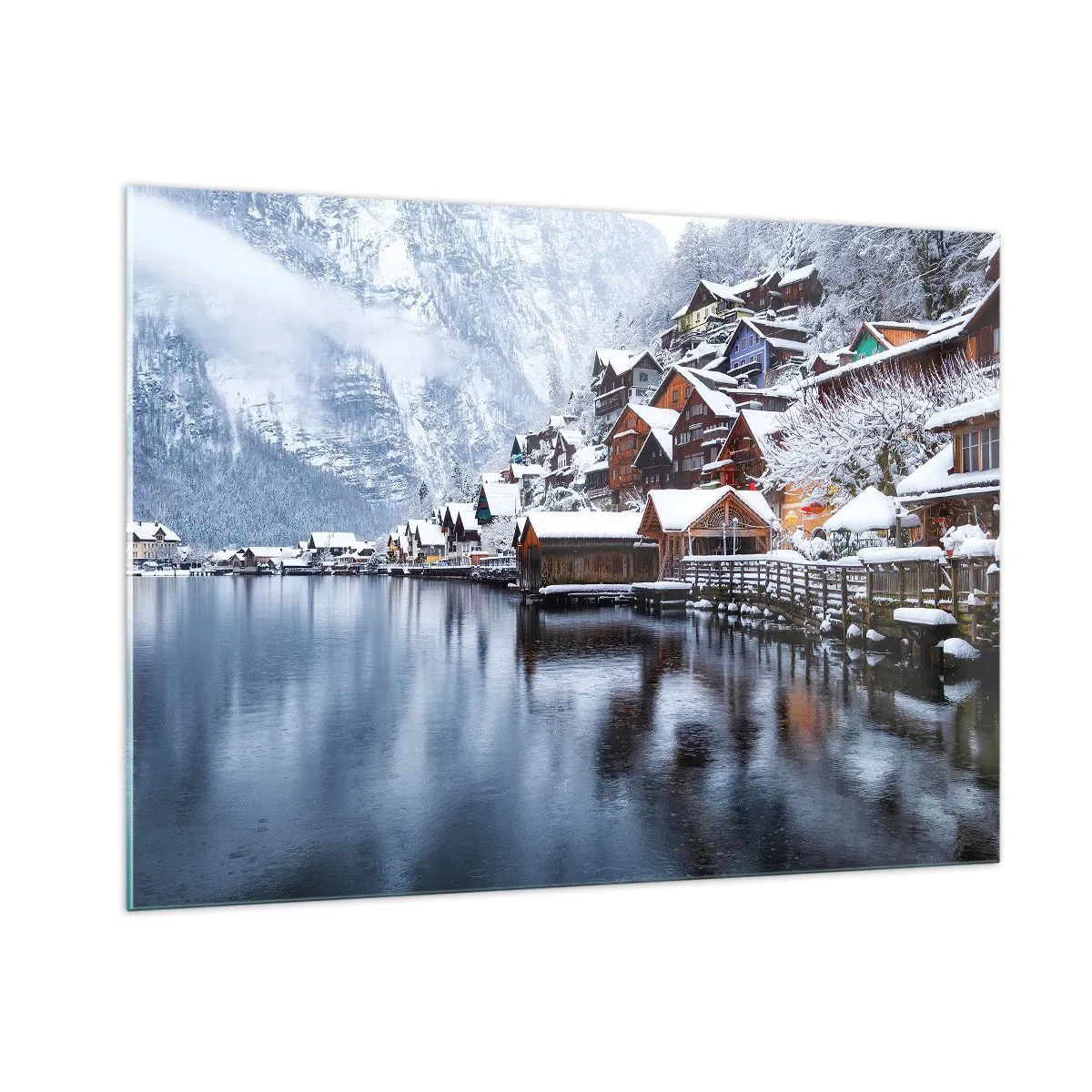 Glastavla - Bild på glas - I vinterns dräkt - 100x70 cm