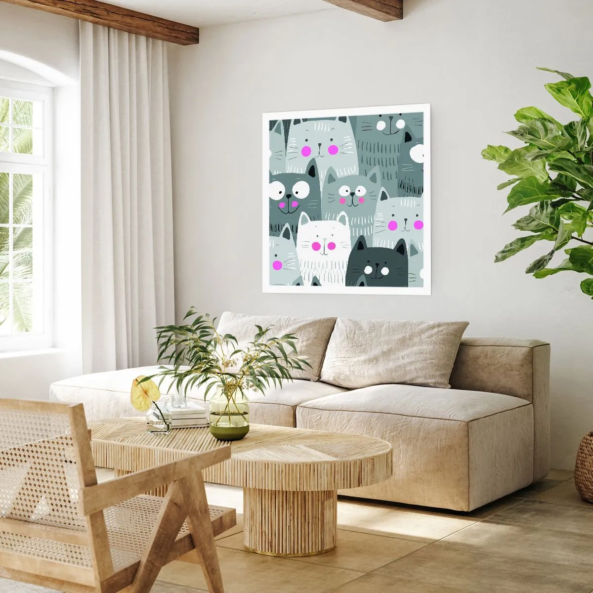 Affisch - Katternas värld - 40x40 cm
