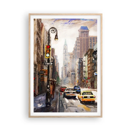 Affisch i ram av ljusek - New York - färgglad också i regnet - 70x100 cm