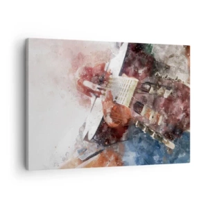 Canvastavla - Bild på duk - En konstnärlig tolkning av en gitarr i akvarellstil - 70x50cm - Vad tycker du om det? - Modern väggdekoration för vardagsrum och sovrum ARTTOR