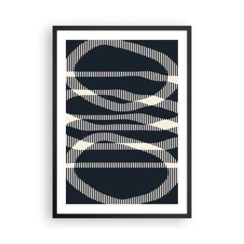 Affisch i svart ram - Abstrakt geometriskt motiv i svartvita nyanser - 50x70cm - Försök att bryta mörkret - Modern väggdekoration för vardagsrum och sovrum ARTTOR