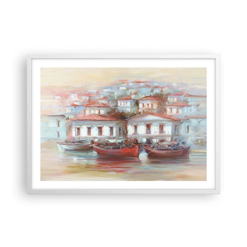 Affisch i vit ram - Lycklig stad - 70x50 cm