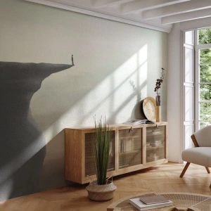 Fototapet Standard Eco - En figur som står ensam på en brant klippa - 100x70cm - Uppåt, naturligtvis! - Modern väggdekoration för vardagsrum och sovrum ARTTOR