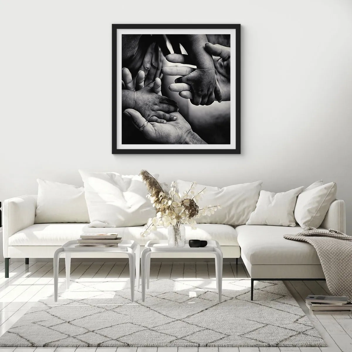 Affisch i svart ram - Att vara människa - 60x60 cm
