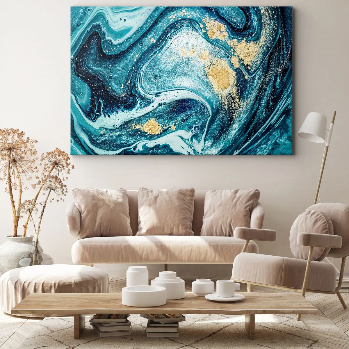 Canvastavla - Bild på duk - Blå virvel - 70x50 cm