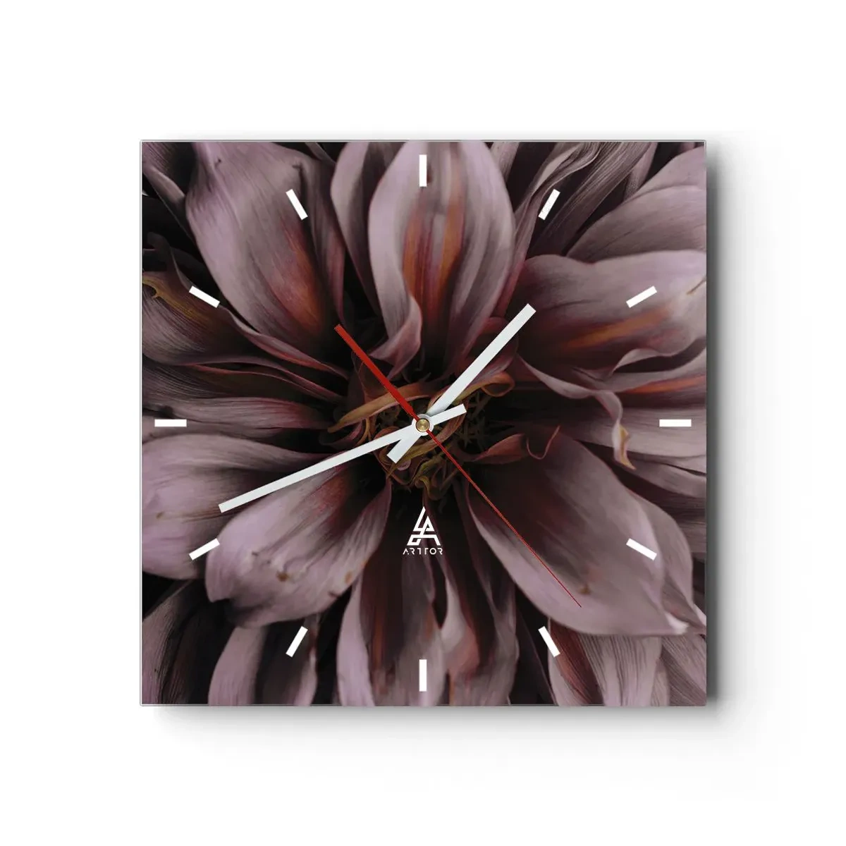 Väggklocka - Klocka på glas - Blommigt hjärta - 30x30 cm