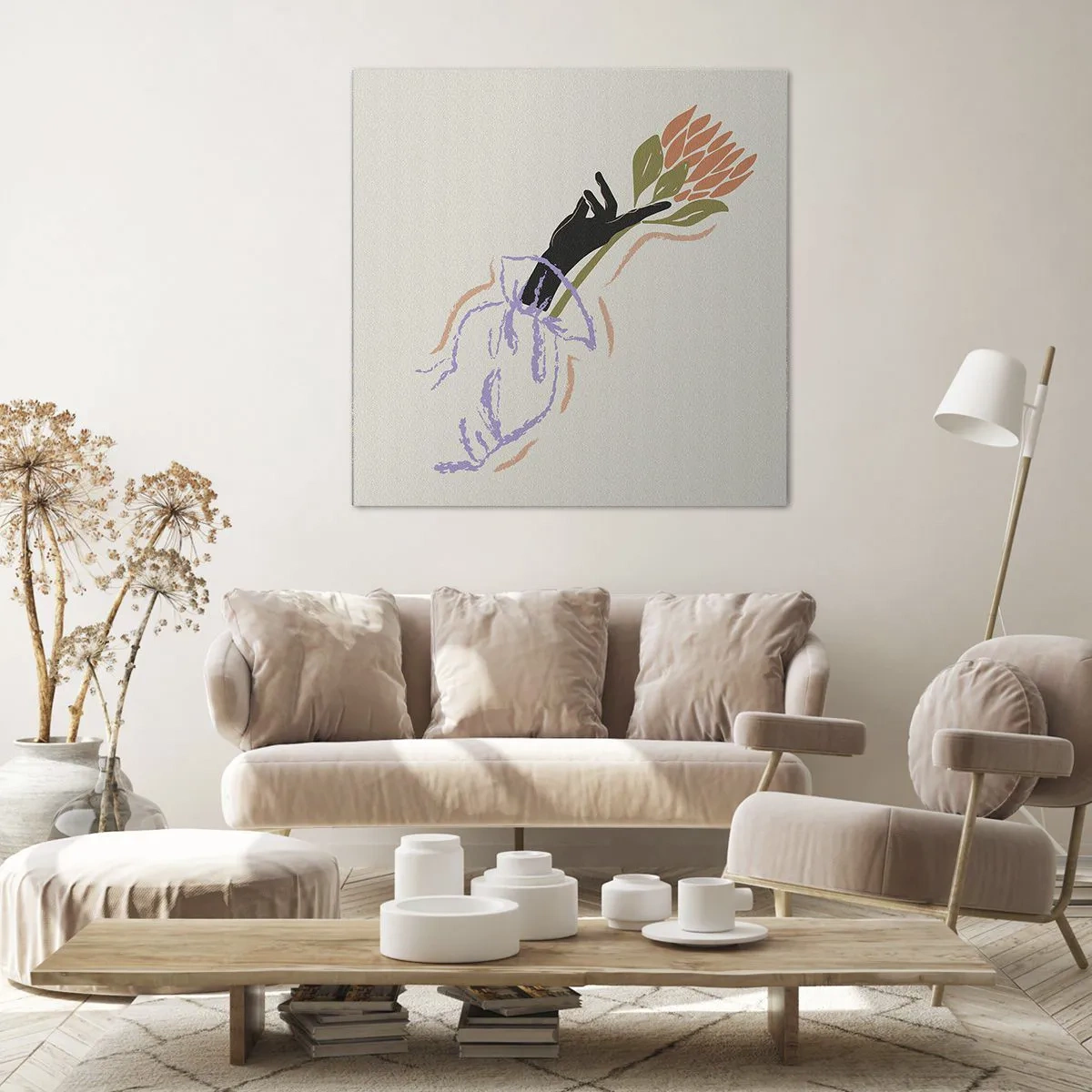 Canvastavla - Bild på duk - En systerlig beröring - 60x60 cm