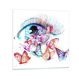 Glastavla - Bild på glas - Ögonens sagolika charm - 70x70 cm