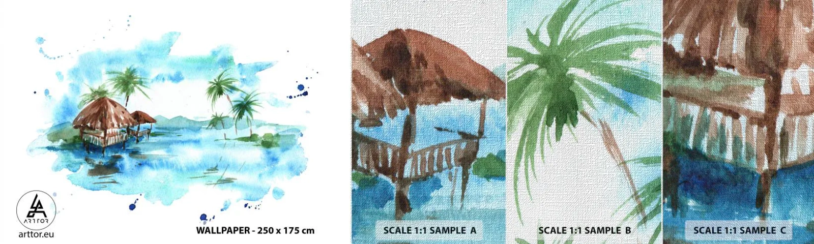 Provbit av fototapet Premium Canvas - Någonstans i Stilla havet - Landskap, Ö, Palmer - 100x30 cm