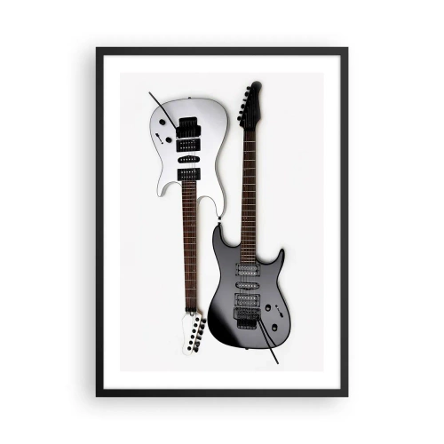 Affisch i svart ram - Moderna elgitarrer på vit bakgrund - 50x70cm - Formens harmoni - Modern väggdekoration för vardagsrum och sovrum ARTTOR