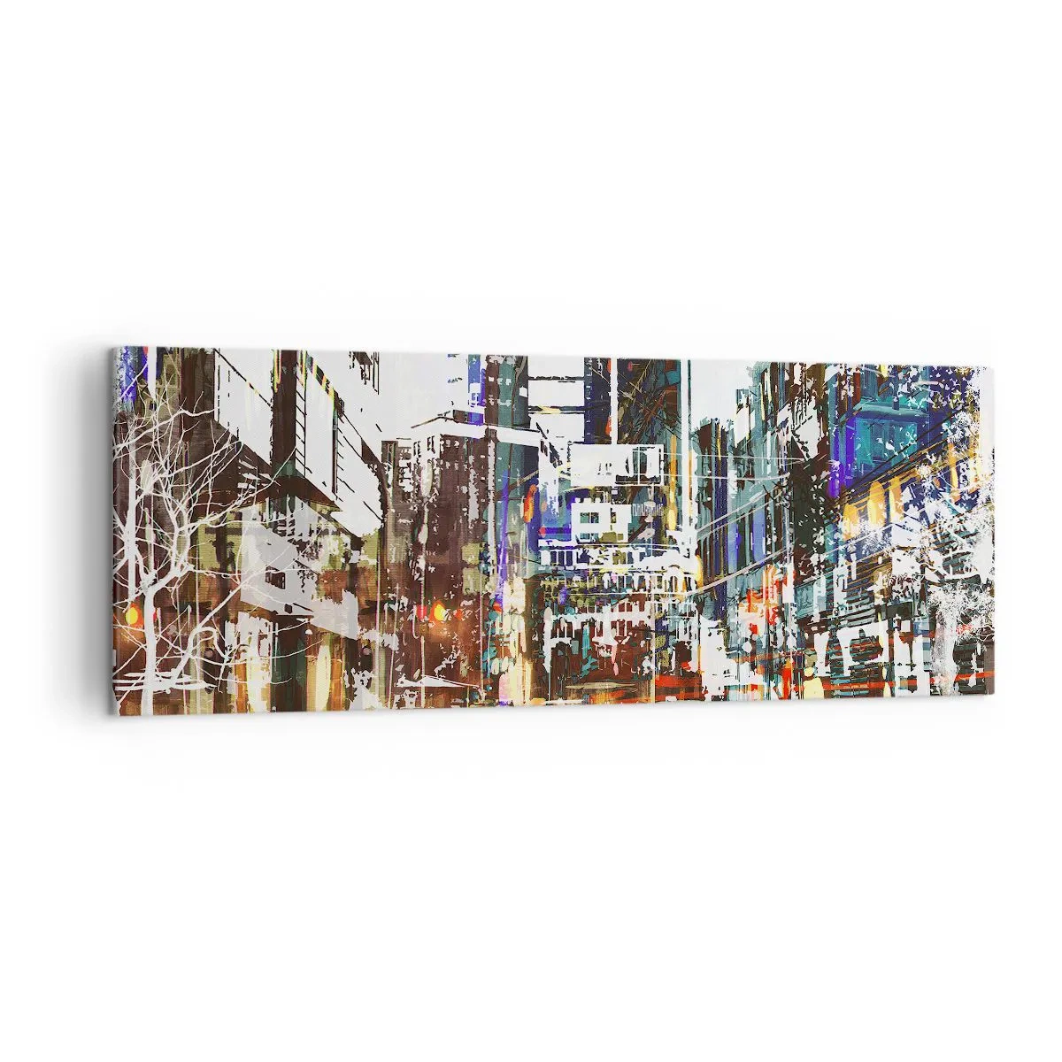 Canvastavla - Bild på duk - Blinkande stad - 140x50 cm