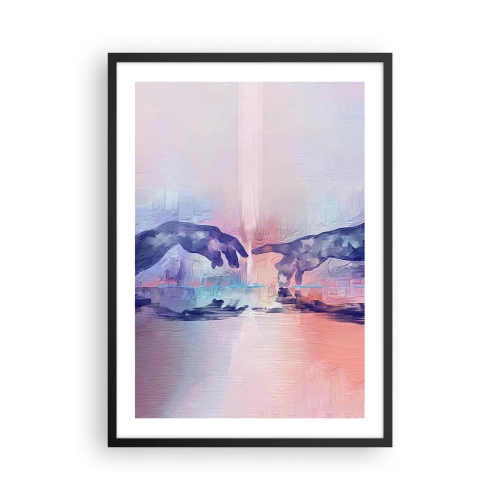 Affisch i svart ram - Abstrakta händer i pastellfärger - 50x70cm - Den gudomliga gnistan av liv - Modern väggdekoration för vardagsrum och sovrum ARTTOR