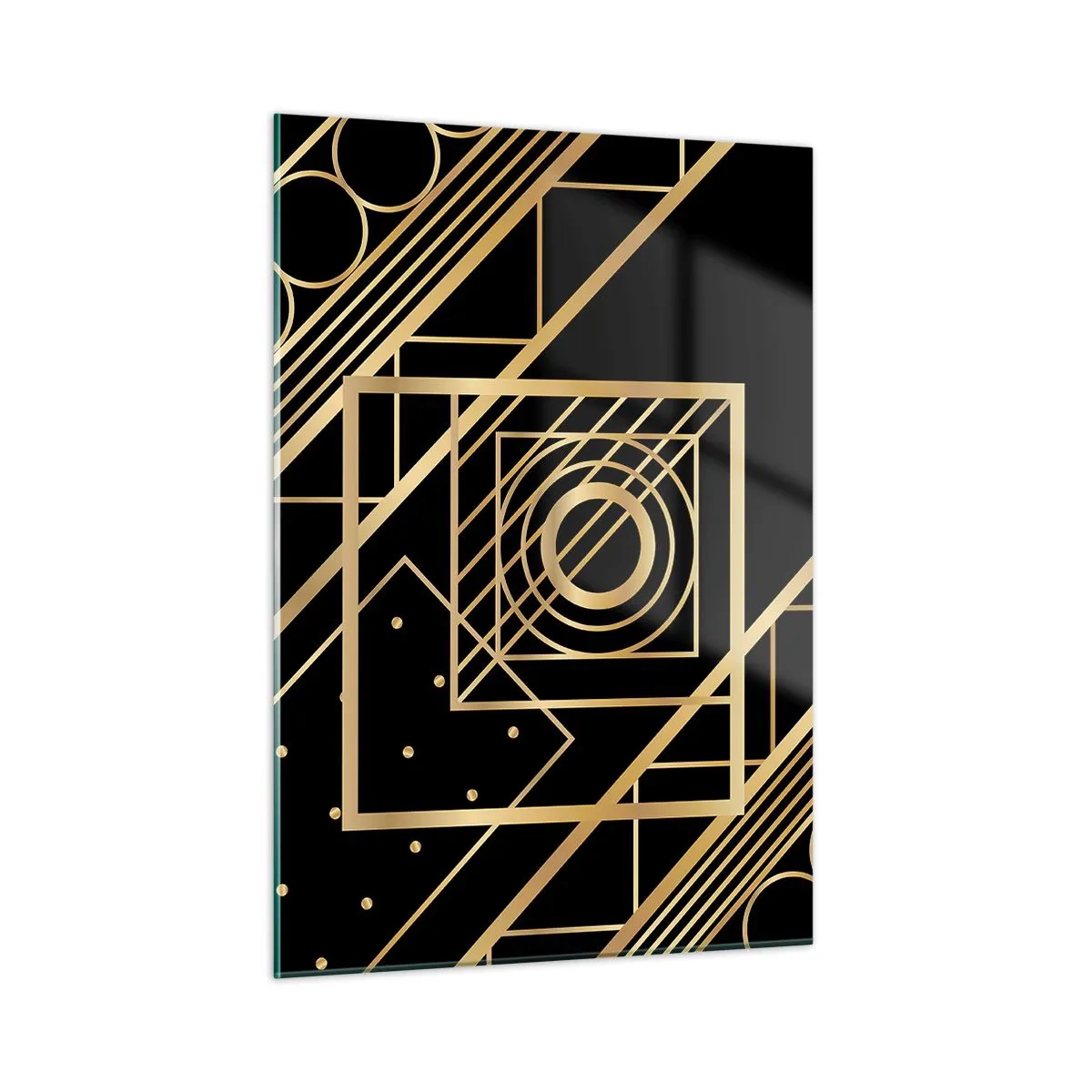 Glastavla - Bild på glas - Gyllene geometri - 50x70 cm