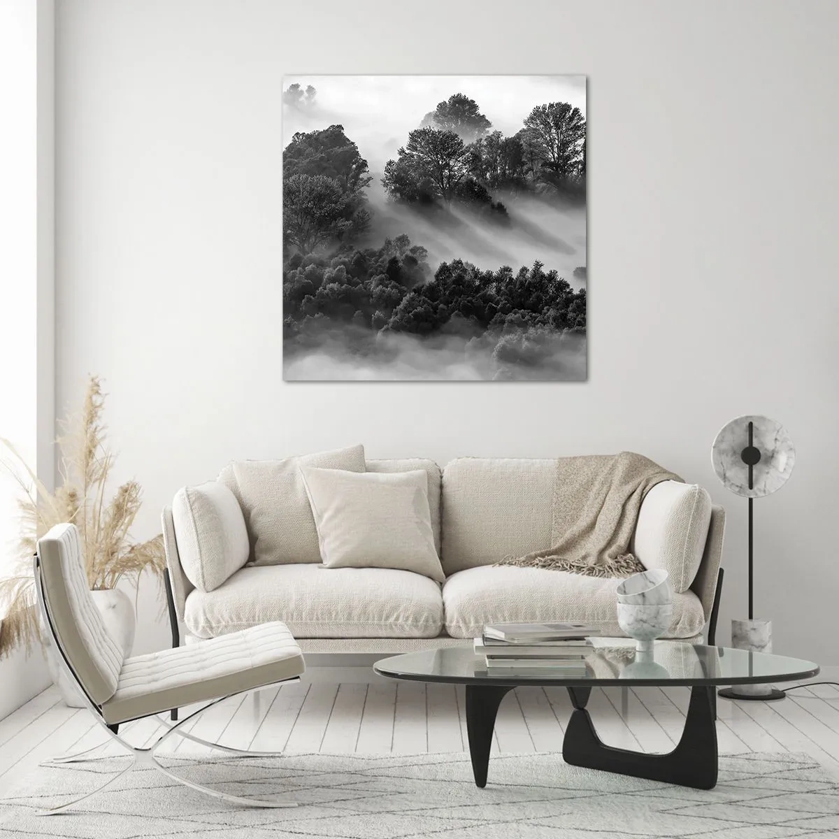 Glastavla - Bild på glas - Stiger ur sömnen - 70x70 cm