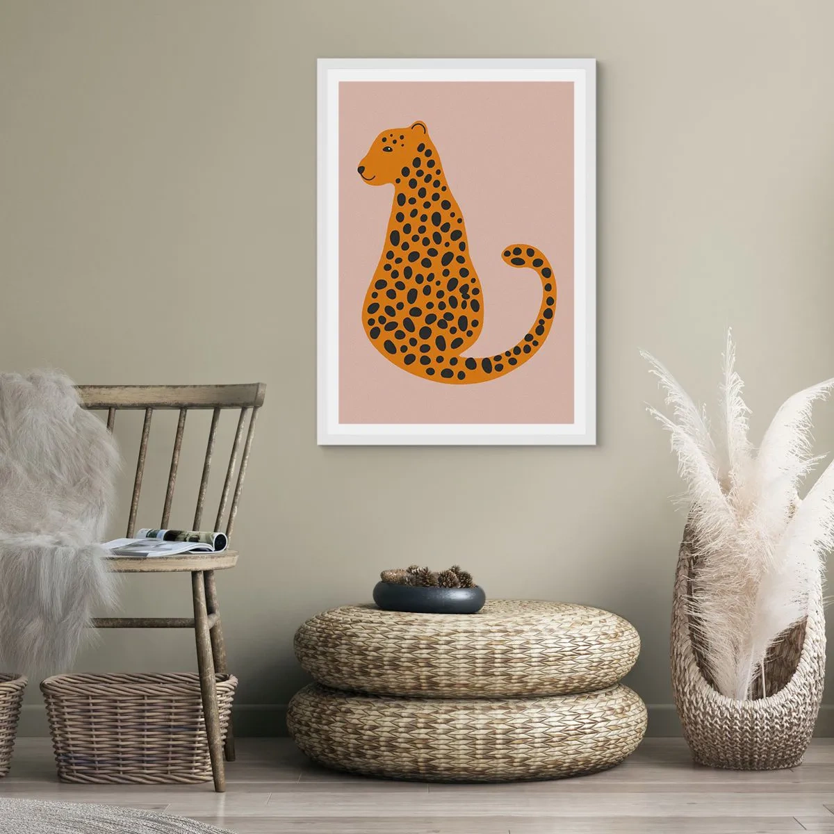 Affisch i vit ram - Pantermönster är inne - 50x70 cm