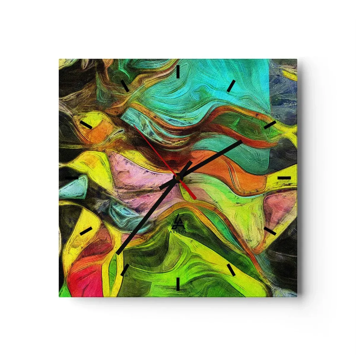 Väggklocka - Klocka på glas - Rörelse är liv - 40x40 cm