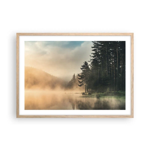 Affisch i ram av ljusek - Dagen föds - 70x50 cm