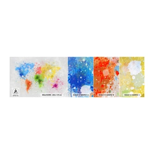 Provbit av självhäftande fototapet Deluxe Sticker - Världens alla färger - Världskarta, Kontinenter, Resor - 100x30 cm