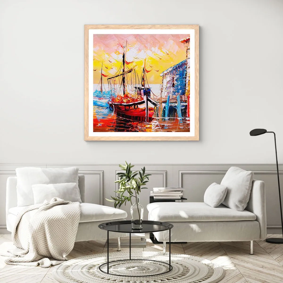 Affisch i ram av ljusek - Lycklig återresa - 50x50 cm