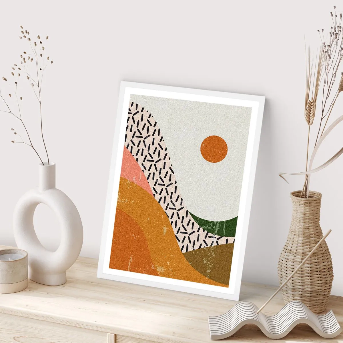 Affisch i vit ram - Solig abstraktion - 50x70 cm