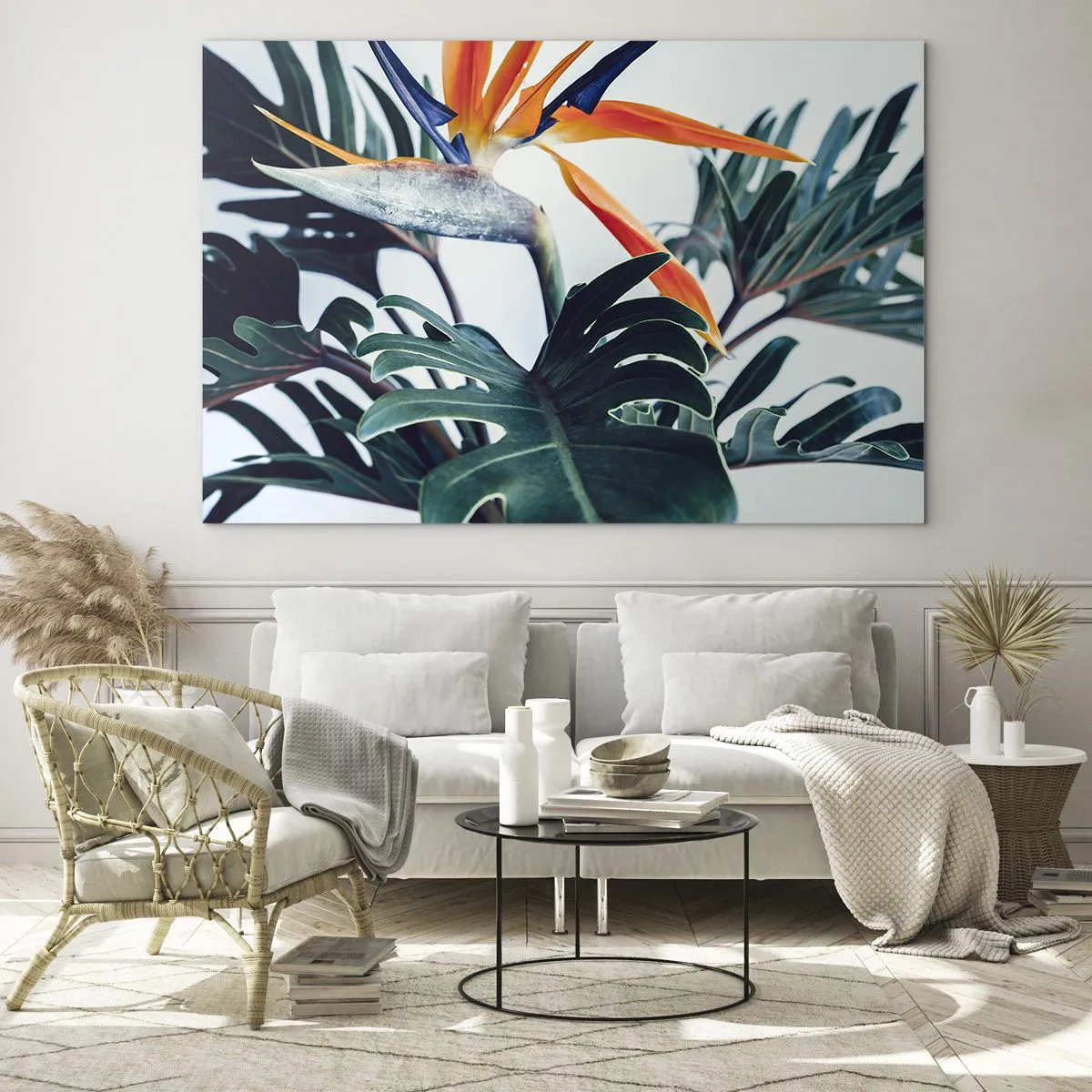 Glastavla - Bild på glas - Fågelbuske - 100x70 cm