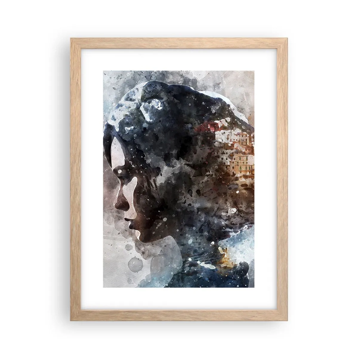 Affisch i ram av ljusek - Berättelse om en tjej med en stad i bakgrunden - 30x40 cm