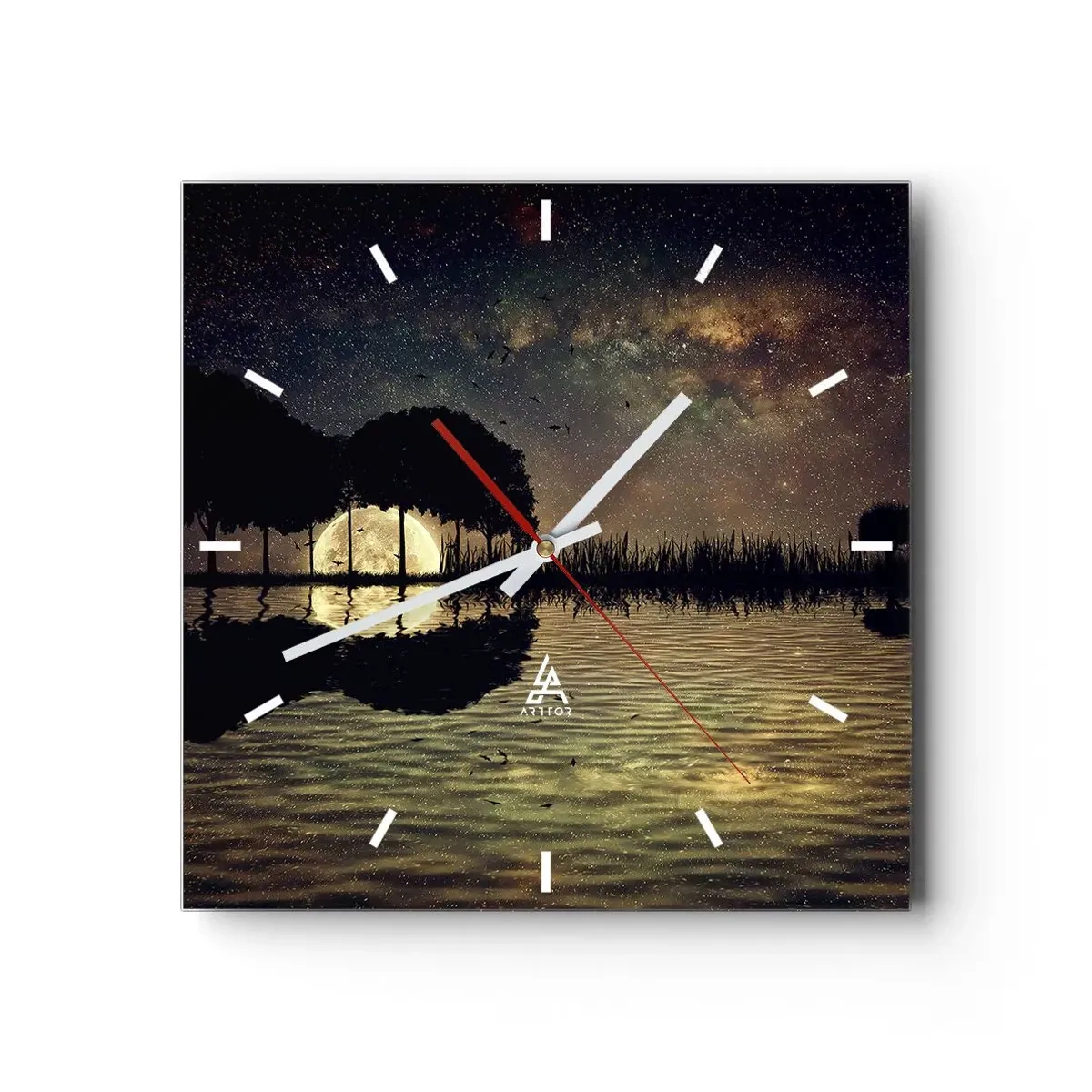 Väggklocka - Klocka på glas - En natt i världens ände - 30x30 cm