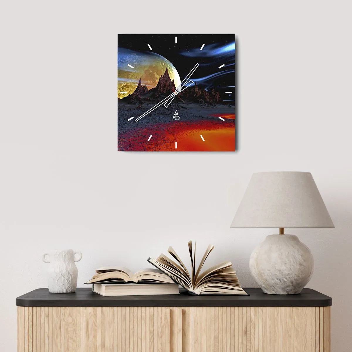 Väggklocka - Klocka på glas - Okänd värld - 30x30 cm