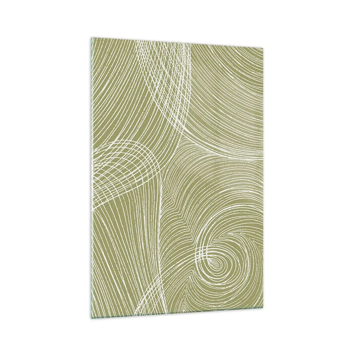 Glastavla - Bild på glas - Intrikat abstraktion i vitt - 70x100 cm