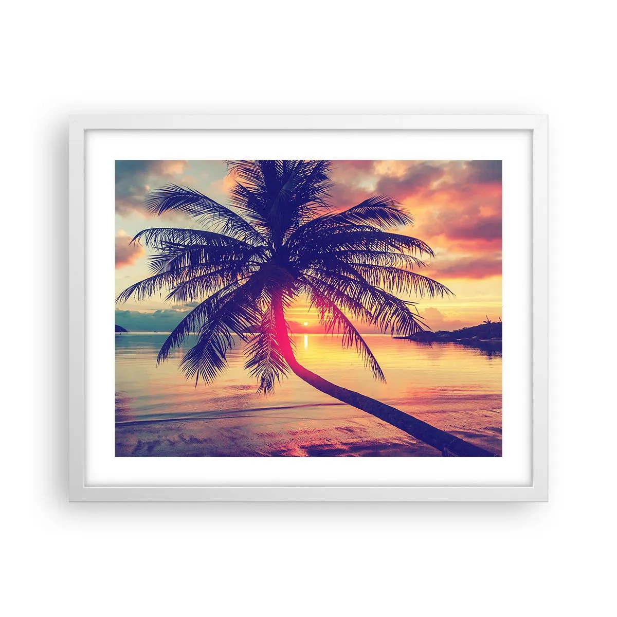 Affisch i vit ram - Kväll under palmerna - 50x40 cm