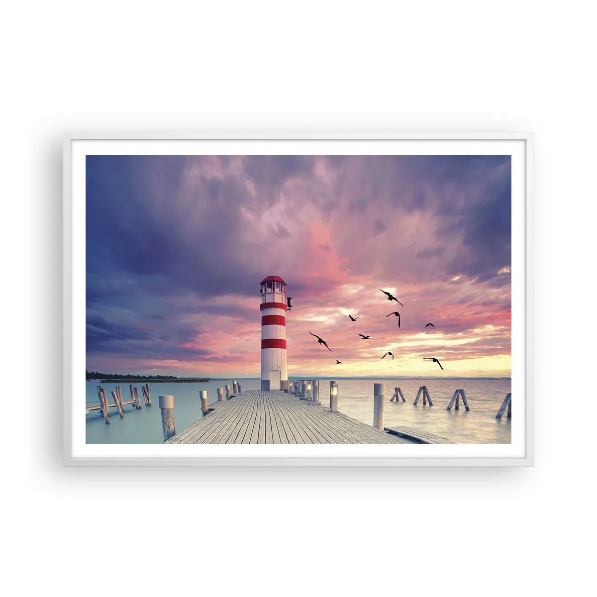 Affisch i vit ram - Dags att bege sig till hamnen - 100x70 cm