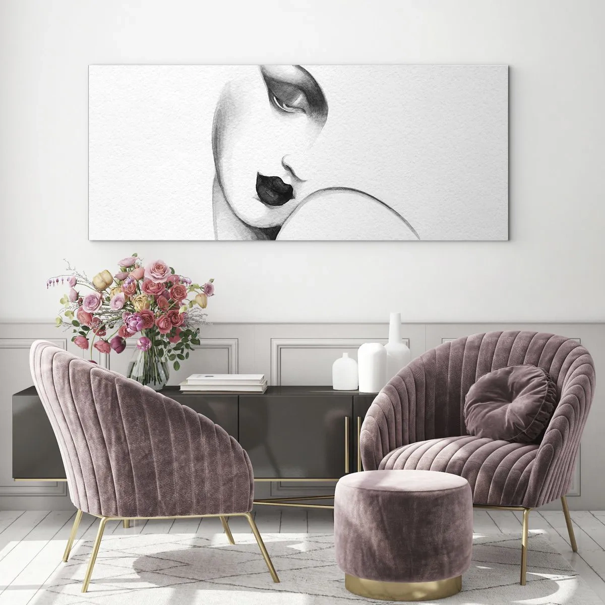 Glastavla - Bild på glas - I Łempickas stil - 100x40 cm