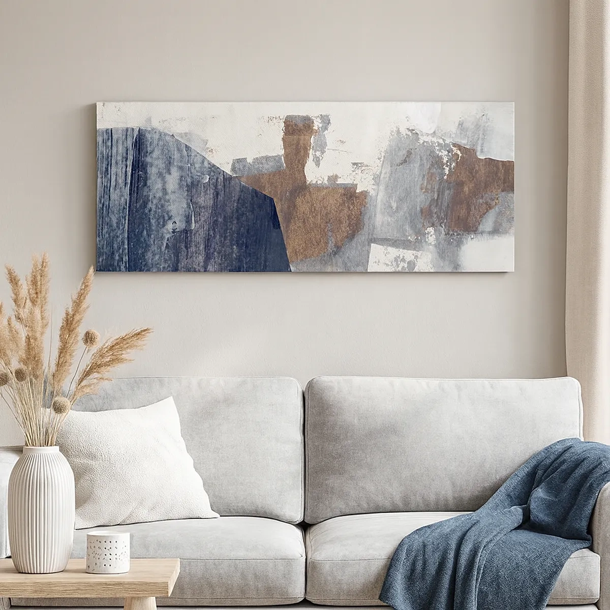 Canvastavla - Bild på duk - Blåbruna former - 30x30 cm