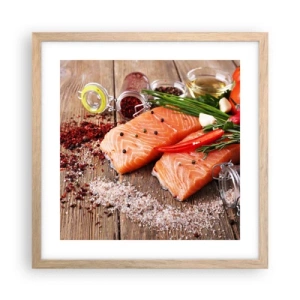 Affisch i ram av ljusek - Norskt äventyr i köket - 40x40 cm