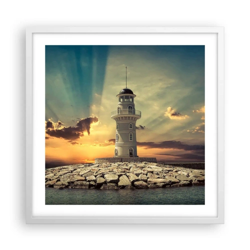 Affisch i vit ram - Ljus - Godhet - Skönhet - 50x50 cm