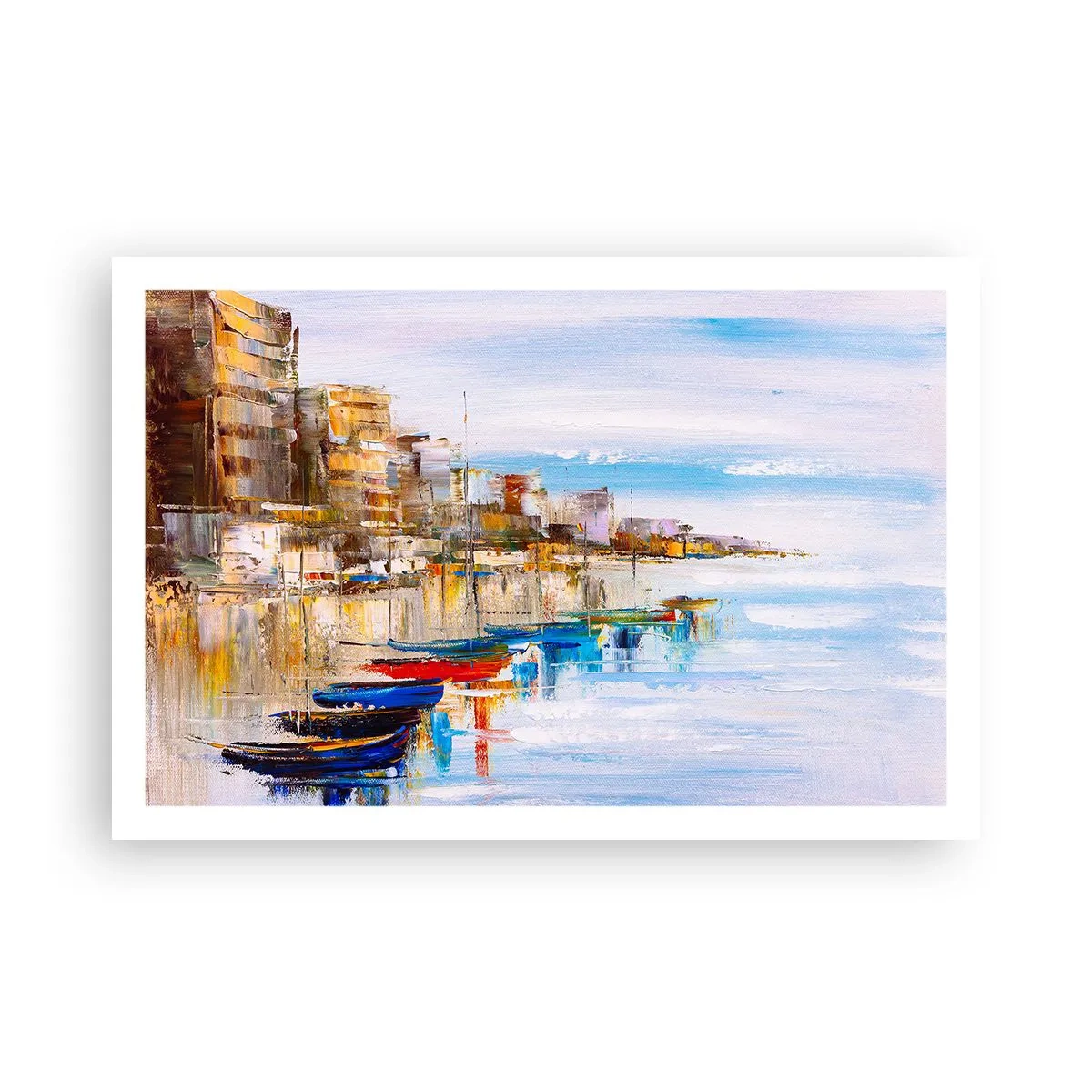 Affisch - Flerfärgad urban hamn - 91x61 cm