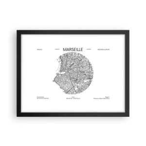 Affisch i svart ram - Marseilles anatomi - 40x30 cm
