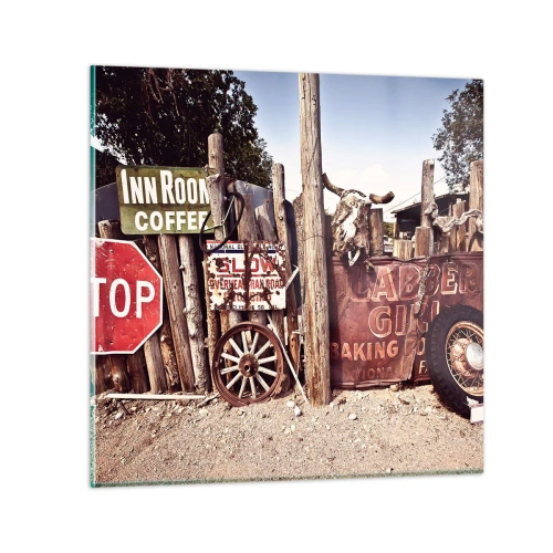 Glastavla - Bild på glas - Och tiden står stilla - 70x70 cm