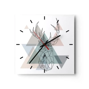 Väggklocka - Klocka på glas - I en geometrisk skog - 40x40 cm