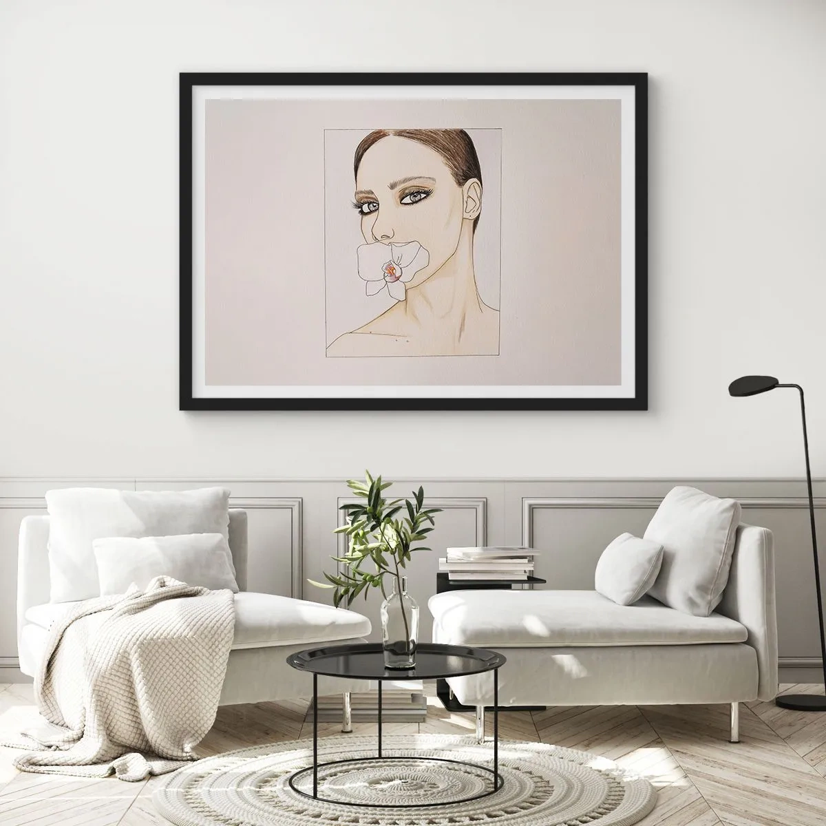 Affisch i svart ram - Elegansens och skönhetens symbol - 100x70 cm