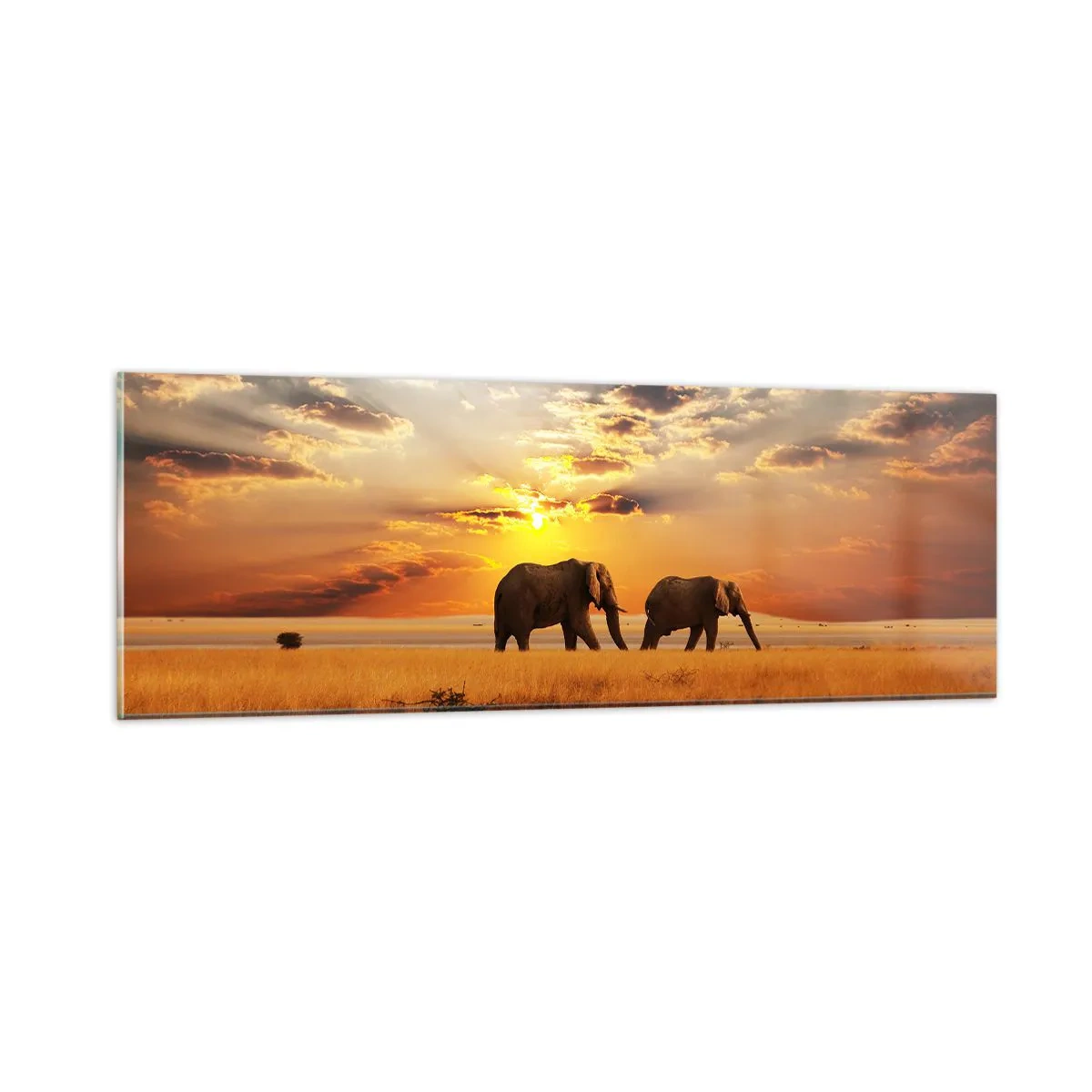 Glastavla - Bild på glas - Familjepromenad - 90x30 cm